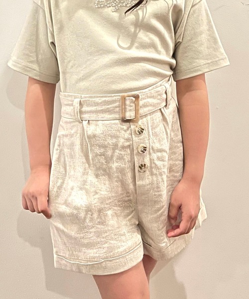 ikka(イッカ)の「リネン混ベルト付きロールアップショートパンツ(120~160cm)(その他パンツ・キッズ・ライトベージュ・120/130/140/150/160)」の12枚目の写真