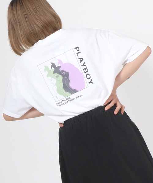 セール Playboy プレイボーイ イラストグラフィックバックプリントtシャツ Tシャツ カットソー Playboy プレイボーイ のファッション通販 Zozotown