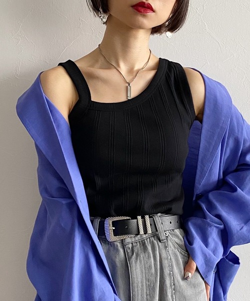 PAGEBOY（ページボーイ）の「ランダムテレコアシメタンク（タンクトップ・レディース・ブラック/オフホワイト/ホワイト×ブラック・FREE）」の11枚目の写真