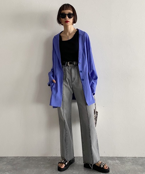 PAGEBOY（ページボーイ）の「ランダムテレコアシメタンク（タンクトップ・レディース・ブラック/オフホワイト/ホワイト×ブラック・FREE）」の5枚目の写真