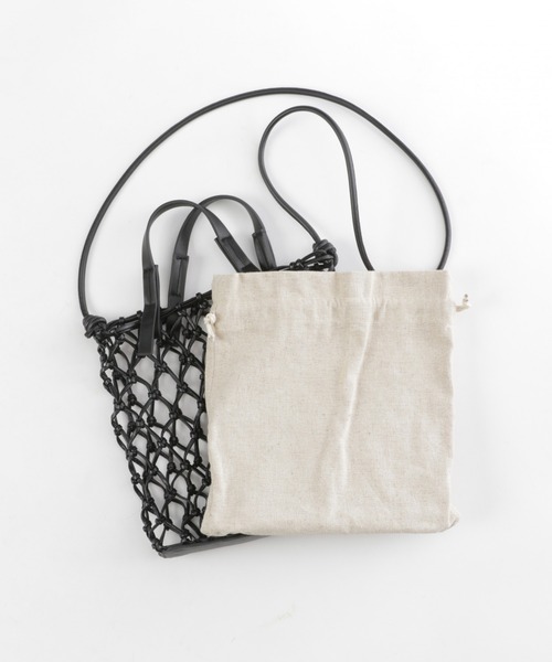 niko and...（ニコアンド）の「オリジナルメッシュ編み2WAYトートバッグS（トートバッグ・レディース・ブラック/オフホワイト/ライトグリーン/ナチュラル/グレー/ラベンダー・0）」の7枚目の写真