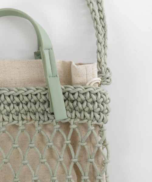 niko and...（ニコアンド）の「オリジナルメッシュ編み2WAYトートバッグS（トートバッグ・レディース・ブラック/オフホワイト/ライトグリーン/ナチュラル/グレー/ラベンダー・0）」の18枚目の写真