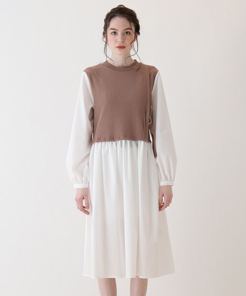 Cutie Blonde（キューティーブロンド）の「◆【S-L】シャツレイヤードドッキングワンピース（ワンピース・レディース・ブラック/カーキ/ブラウン系その他・01/02/03）」の9枚目の写真