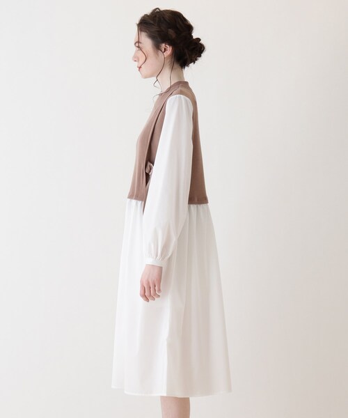 Cutie Blonde（キューティーブロンド）の「◆【S-L】シャツレイヤードドッキングワンピース（ワンピース・レディース・ブラック/カーキ/ブラウン系その他・01/02/03）」の7枚目の写真