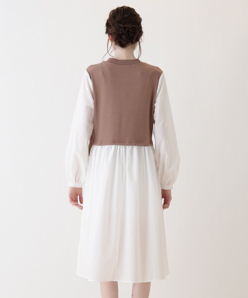 Cutie Blonde（キューティーブロンド）の「◆【S-L】シャツレイヤードドッキングワンピース（ワンピース・レディース・ブラック/カーキ/ブラウン系その他・01/02/03）」の6枚目の写真