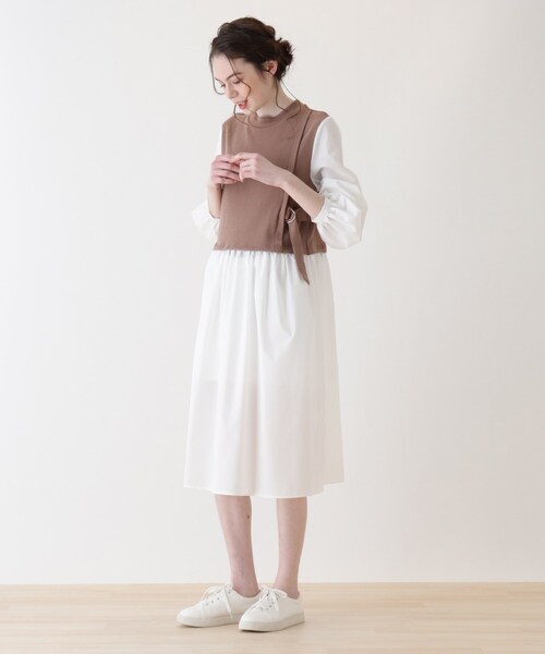 Cutie Blonde（キューティーブロンド）の「◆【S-L】シャツレイヤードドッキングワンピース（ワンピース・レディース・ブラック/カーキ/ブラウン系その他・01/02/03）」の8枚目の写真