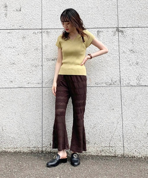 FREE'S MART(フリーズマート)の「ボーダーレースフレアカットソーパンツ(その他パンツ・レディース・ブラウン/ホワイト・FREE)」の8枚目の写真