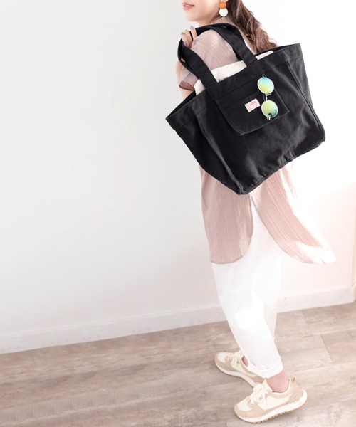 Java（ジャバ）の「《JaVaジャバ コラボ》リサイクルコットン100％。A5ファイルも入る！デイリーに使える、キャンバストートBAG（トートバッグ・レディース・ブラック/ナチュラル・ONE SIZE）」の3枚目の写真