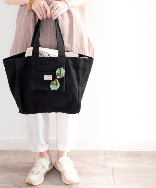 Java（ジャバ）の「《JaVaジャバ コラボ》リサイクルコットン100％。A5ファイルも入る！デイリーに使える、キャンバストートBAG（トートバッグ・レディース・ブラック/ナチュラル・ONE SIZE）」の4枚目の写真