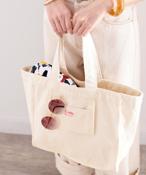 Java（ジャバ）の「《JaVaジャバ コラボ》リサイクルコットン100％。A5ファイルも入る！デイリーに使える、キャンバストートBAG（トートバッグ・レディース・ブラック/ナチュラル・ONE SIZE）」の9枚目の写真
