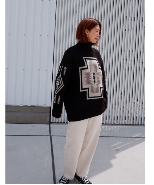 PENDLETON（ペンドルトン）の「PENDLETON/ペンドルトン Turtle Neck Pullover タートルネックプルオーバー　1575-6102（ニット/セーター・レディース・ブラック/ホワイト/サックスブルー・FREE）」の12枚目の写真