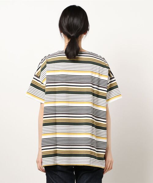 Factor=（ファクターイコール）の「マルチボーダー柄Tシャツ（Tシャツ/カットソー・レディース・サックスブルー/ホワイト×ブラック/ブルー系その他・FREE）」の7枚目の写真