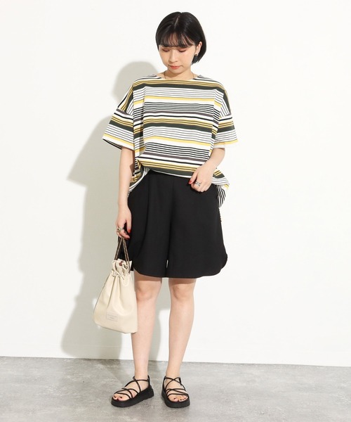 Factor=（ファクターイコール）の「マルチボーダー柄Tシャツ（Tシャツ/カットソー・レディース・サックスブルー/ホワイト×ブラック/ブルー系その他・FREE）」の6枚目の写真