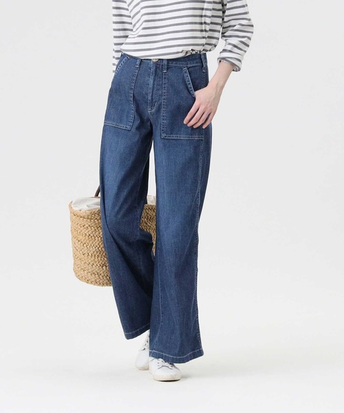 SOMETHING(サムシング)の「【SOMETHING】「COOL」 ベイカーワイドパンツ(デニムパンツ・レディース・ダークインディゴブルー・26inch/27inch/28inch/29inch)」の4枚目の写真