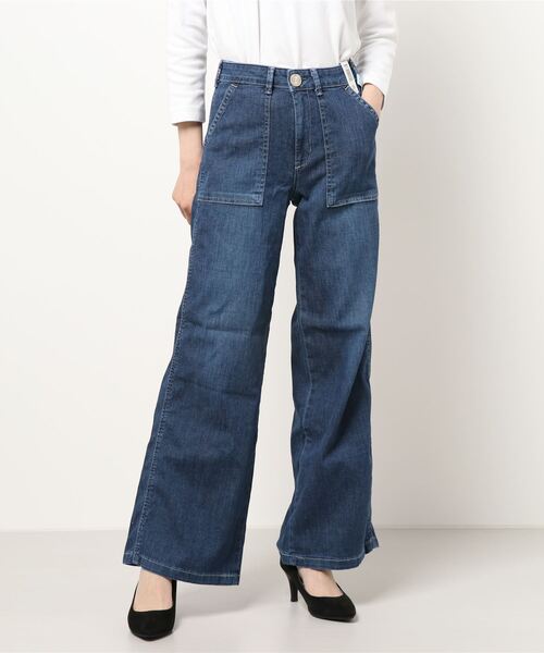 SOMETHING(サムシング)の「【SOMETHING】「COOL」 ベイカーワイドパンツ(デニムパンツ・レディース・ダークインディゴブルー・26inch/27inch/28inch/29inch)」の12枚目の写真