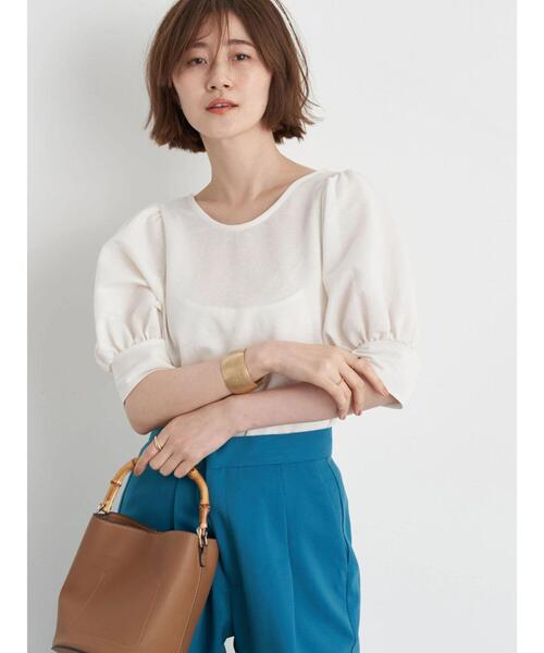 earth music&ecology（アースミュージックアンドエコロジー）の「前後2wayパフスリーブプルオーバー ＊（Tシャツ/カットソー・レディース・ブラック/ブラウン/アイボリー/ピンクベージュ・FREE）」の7枚目の写真