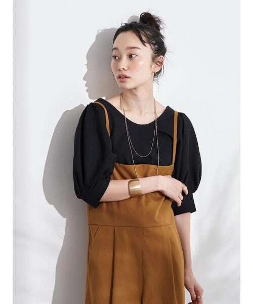 earth music&ecology（アースミュージックアンドエコロジー）の「前後2wayパフスリーブプルオーバー ＊（Tシャツ/カットソー・レディース・ブラック/ブラウン/アイボリー/ピンクベージュ・FREE）」の9枚目の写真