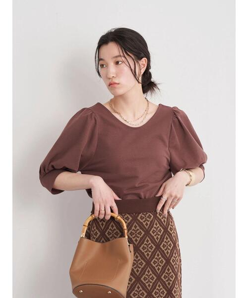 earth music&ecology（アースミュージックアンドエコロジー）の「前後2wayパフスリーブプルオーバー ＊（Tシャツ/カットソー・レディース・ブラック/ブラウン/アイボリー/ピンクベージュ・FREE）」の17枚目の写真