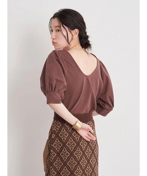 earth music&ecology（アースミュージックアンドエコロジー）の「前後2wayパフスリーブプルオーバー ＊（Tシャツ/カットソー・レディース・ブラック/ブラウン/アイボリー/ピンクベージュ・FREE）」の18枚目の写真