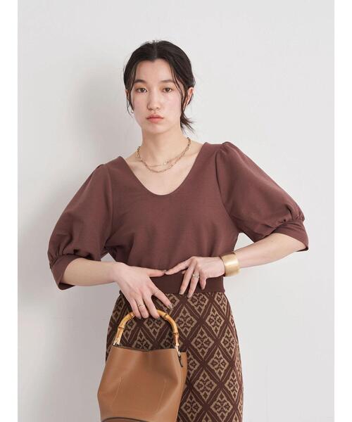 earth music&ecology（アースミュージックアンドエコロジー）の「前後2wayパフスリーブプルオーバー ＊（Tシャツ/カットソー・レディース・ブラック/ブラウン/アイボリー/ピンクベージュ・FREE）」の20枚目の写真