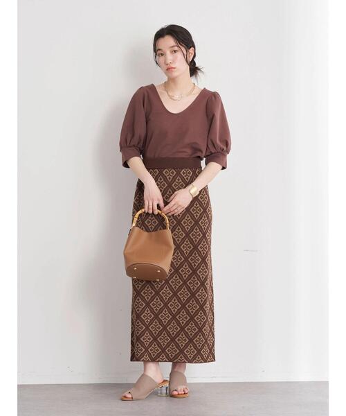 earth music&ecology（アースミュージックアンドエコロジー）の「前後2wayパフスリーブプルオーバー ＊（Tシャツ/カットソー・レディース・ブラック/ブラウン/アイボリー/ピンクベージュ・FREE）」の22枚目の写真