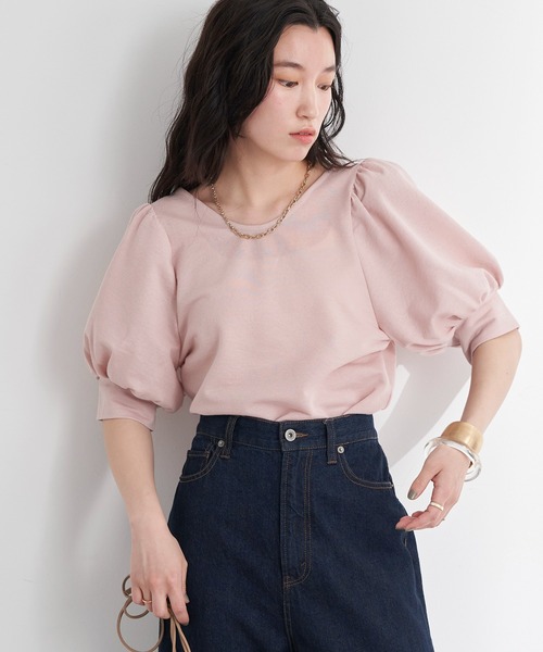 earth music&ecology（アースミュージックアンドエコロジー）の「前後2wayパフスリーブプルオーバー ＊（Tシャツ/カットソー・レディース・ブラック/ブラウン/アイボリー/ピンクベージュ・FREE）」の4枚目の写真