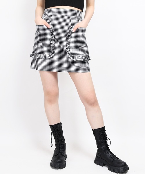 WC（ダブル シー）の「ダブルフリルポケットスカート（スカート・レディース・その他1/ブルー/ブラック・FREE）」の3枚目の写真