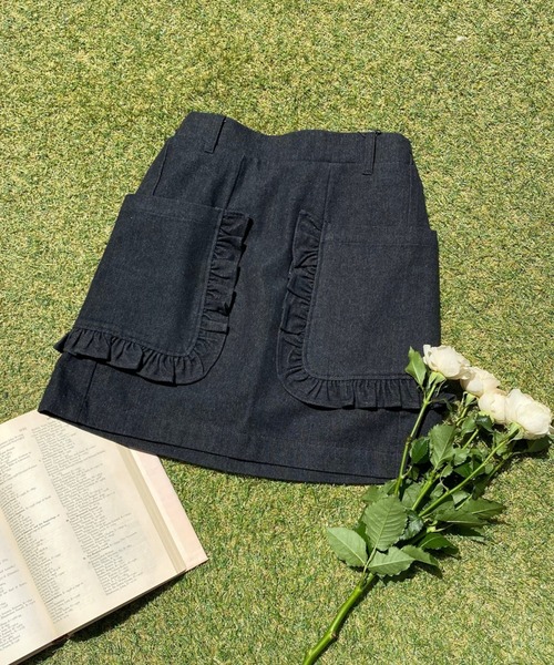 WC（ダブル シー）の「ダブルフリルポケットスカート（スカート・レディース・その他1/ブルー/ブラック・FREE）」の2枚目の写真