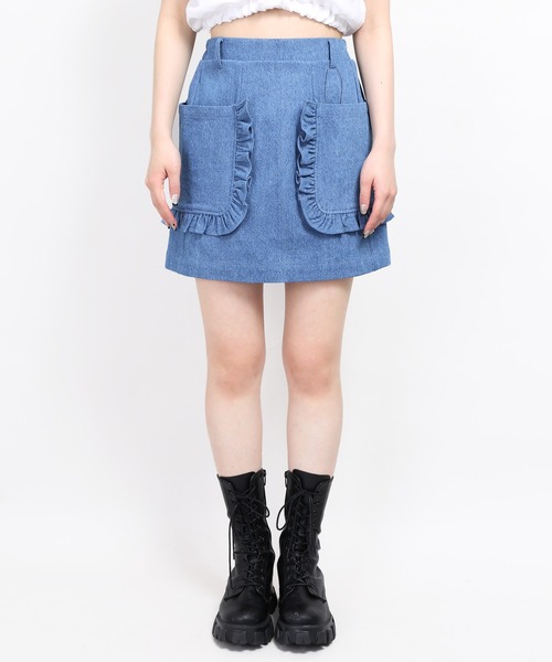 WC（ダブル シー）の「ダブルフリルポケットスカート（スカート・レディース・その他1/ブルー/ブラック・FREE）」の6枚目の写真