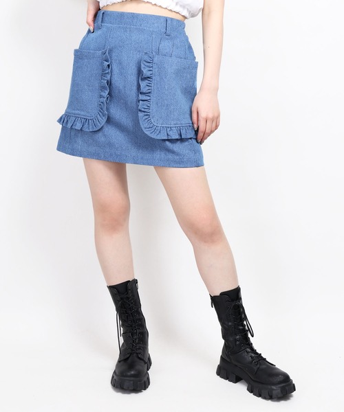 WC（ダブル シー）の「ダブルフリルポケットスカート（スカート・レディース・その他1/ブルー/ブラック・FREE）」の12枚目の写真