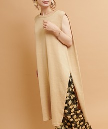 COLLAGE GALLARDAGALANTE（コラージュガリャルダガランテ）の「清涼感満点なリネンノースリーブワンピース（ワンピース）」