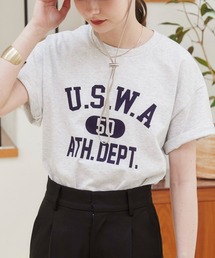 GILDAN カレッジロゴ オーバーサイズ プリント Tシャツ / 半袖Tシャツ / バックプリント / ワンポイント