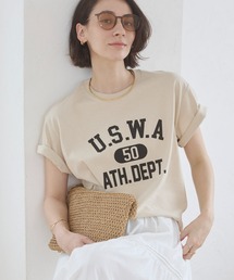 ANGIE（アンジー）の「GILDAN カレッジロゴ オーバーサイズ プリント Tシャツ / 半袖Tシャツ / バックプリント / ワンポイント（Tシャツ/カットソー）」
