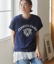 ANGIE（アンジー）の「GILDAN カレッジロゴ オーバーサイズ プリント Tシャツ / 半袖Tシャツ / バックプリント / ワンポイント（Tシャツ/カットソー）」