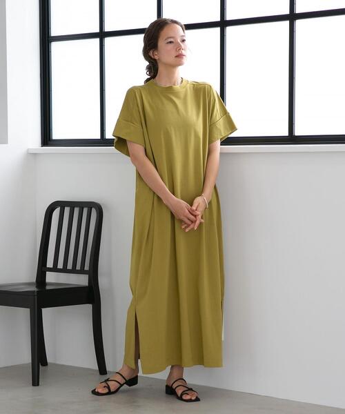FEELING MADE（フィーリングメイド）の「FEELING MADE クイックドライ天竺 フレンチスリーブ ワンピース（ワンピース・レディース・ベージュ/オリーブ/ダークグレー・MEDIUM/LARGE）」の3枚目の写真