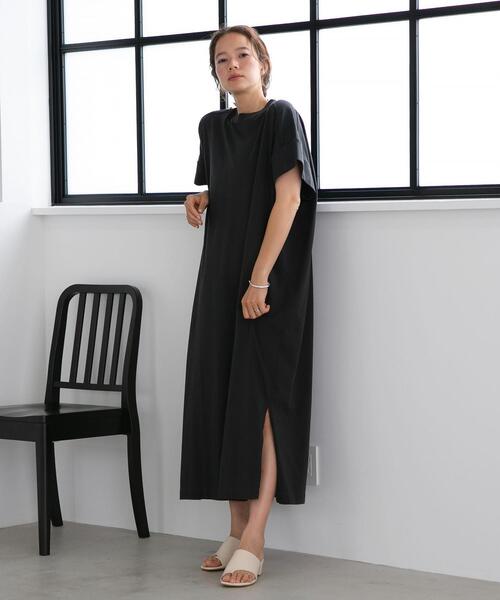 FEELING MADE（フィーリングメイド）の「FEELING MADE クイックドライ天竺 フレンチスリーブ ワンピース（ワンピース・レディース・ベージュ/オリーブ/ダークグレー・MEDIUM/LARGE）」の2枚目の写真