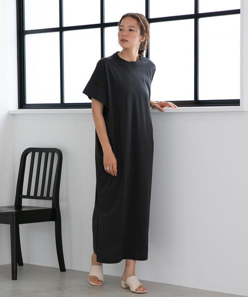 FEELING MADE（フィーリングメイド）の「FEELING MADE クイックドライ天竺 フレンチスリーブ ワンピース（ワンピース・レディース・ベージュ/オリーブ/ダークグレー・MEDIUM/LARGE）」の4枚目の写真