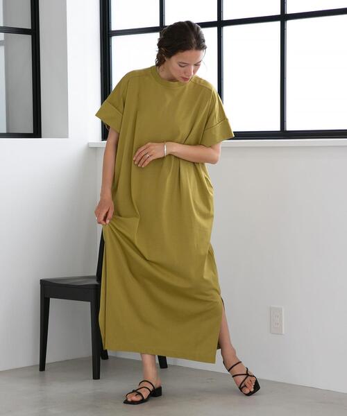 FEELING MADE（フィーリングメイド）の「FEELING MADE クイックドライ天竺 フレンチスリーブ ワンピース（ワンピース・レディース・ベージュ/オリーブ/ダークグレー・MEDIUM/LARGE）」の8枚目の写真
