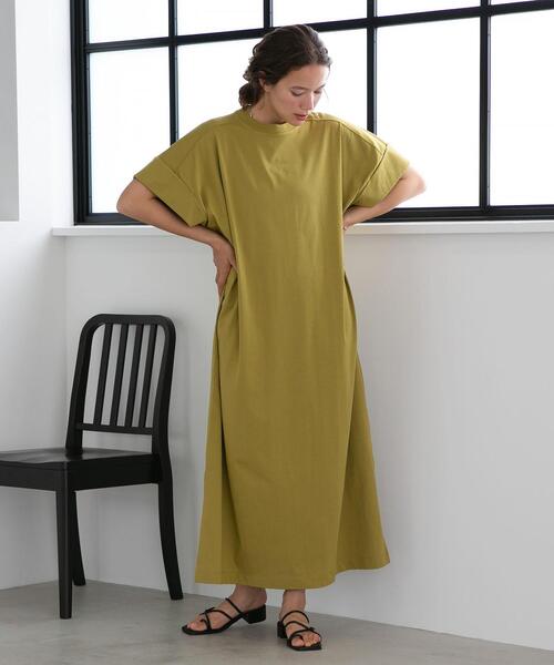 FEELING MADE（フィーリングメイド）の「FEELING MADE クイックドライ天竺 フレンチスリーブ ワンピース（ワンピース・レディース・ベージュ/オリーブ/ダークグレー・MEDIUM/LARGE）」の9枚目の写真