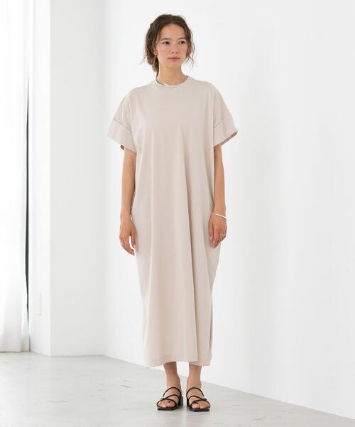 FEELING MADE（フィーリングメイド）の「FEELING MADE クイックドライ天竺 フレンチスリーブ ワンピース（ワンピース・レディース・ベージュ/オリーブ/ダークグレー・MEDIUM/LARGE）」の10枚目の写真