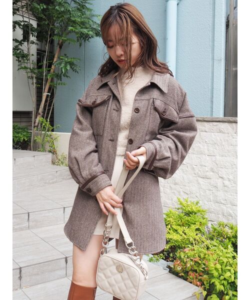 EVRIS（エヴリス）の「パイピングデザインジャケット（その他アウター・レディース・ブラック/ブラウン・FREE）」の12枚目の写真