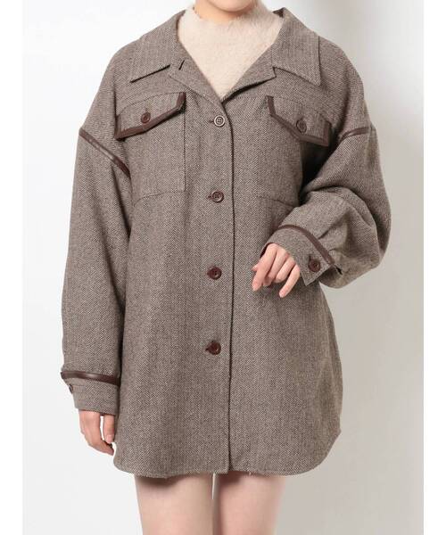 EVRIS（エヴリス）の「パイピングデザインジャケット（その他アウター・レディース・ブラック/ブラウン・FREE）」の5枚目の写真