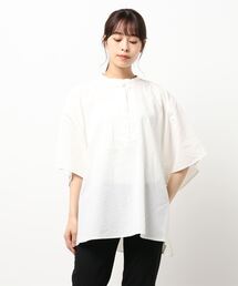 Samansa Mos2 | チャイナ釦バンドカラーゆるチュニック(シャツ/ブラウス)