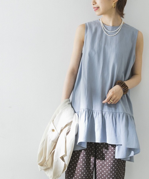 URBAN RESEARCH .ギャザーフリルヘムチュニックアイスブルー