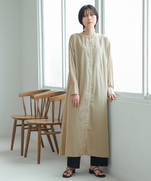 LAKOLE(ラコレ)の「バックプリーツブロードワンピース / 216484(シャツワンピース・レディース・ブラック/ベージュ/オレンジ・SMALL/MEDIUM)」の10枚目の写真