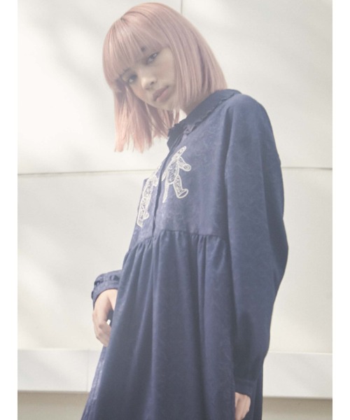 merry jenny（メリージェニー）の「ロングbearジャガードシャツワンピース（ワンピース・レディース・ブラック/グリーン/ブルー/ネイビー・FREE）」の17枚目の写真