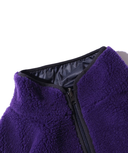 CAL O LINE（キャルオーライン）の「CAL O LINE/キャルオーライン REVERSIBLE RECYCLE PILE CARDIGAN リバーシブル フリースジャケット リップストップ（ブルゾン・メンズ・パープル/エメラルド・S/L）」の12枚目の写真