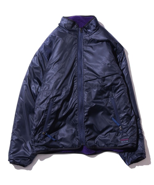 CAL O LINE（キャルオーライン）の「CAL O LINE/キャルオーライン REVERSIBLE RECYCLE PILE CARDIGAN リバーシブル フリースジャケット リップストップ（ブルゾン・メンズ・パープル/エメラルド・S/L）」の10枚目の写真