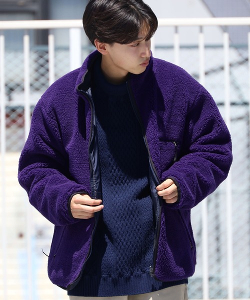 CAL O LINE（キャルオーライン）の「CAL O LINE/キャルオーライン REVERSIBLE RECYCLE PILE CARDIGAN リバーシブル フリースジャケット リップストップ（ブルゾン・メンズ・パープル/エメラルド・S/L）」の21枚目の写真