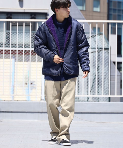 CAL O LINE（キャルオーライン）の「CAL O LINE/キャルオーライン REVERSIBLE RECYCLE PILE CARDIGAN リバーシブル フリースジャケット リップストップ（ブルゾン・メンズ・パープル/エメラルド・S/L）」の6枚目の写真